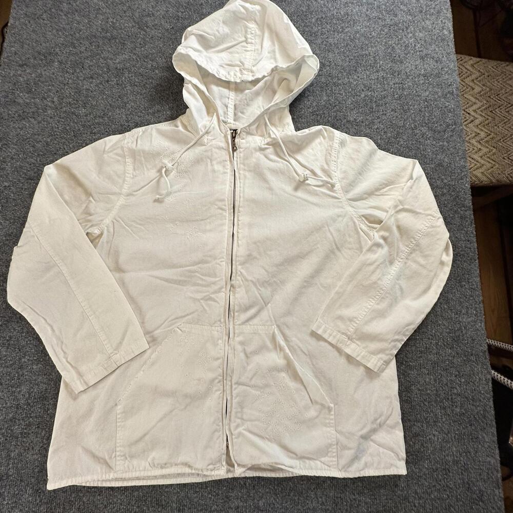 Bill Blass Men’s Zip Hoodie Jacket L White Cotton Lightweight Streetwear‎ Q-1